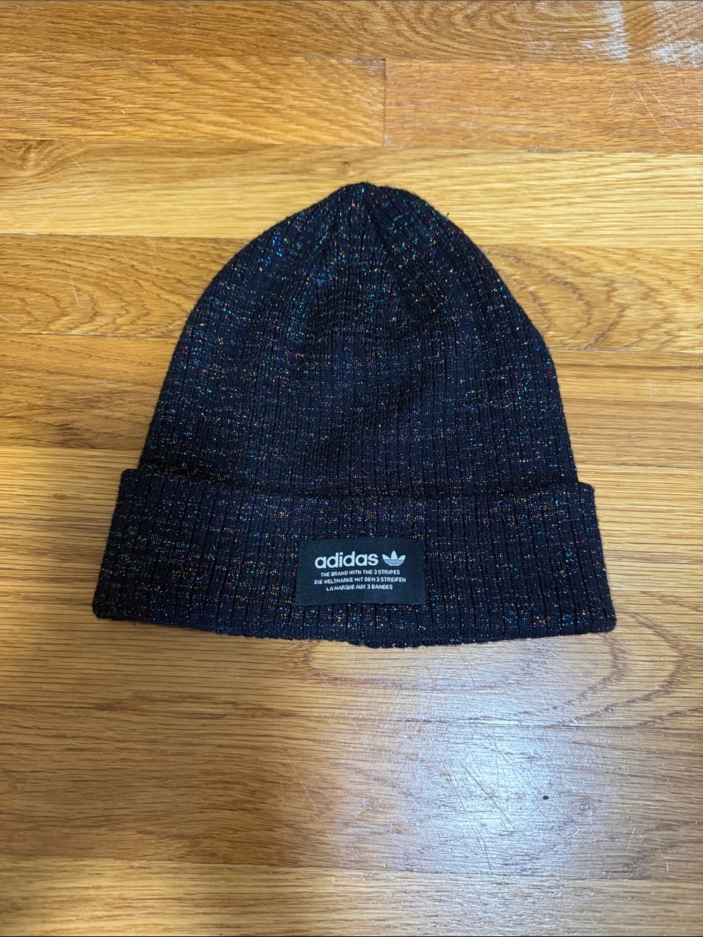 adidas Black Sparkle Ribbed Cuff Beanie